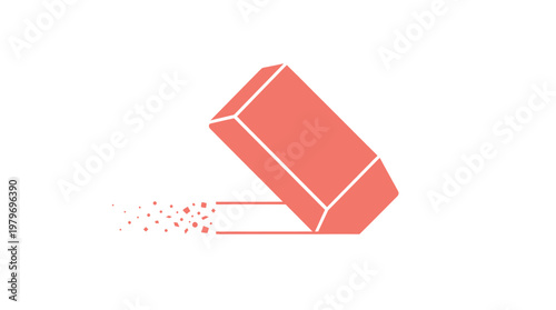 Modern peach colored eraser icon removing a line with fragments isolated on white background for correction editing and mistake removal concepts.