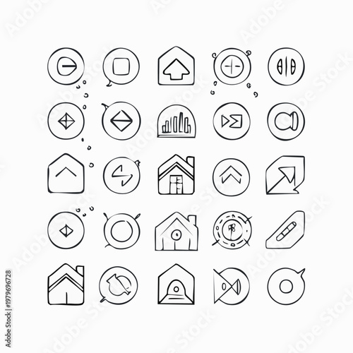 Collection of Hand Drawn Icons and Symbols.