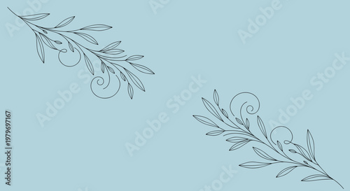 Leafless branch with decorative curls.