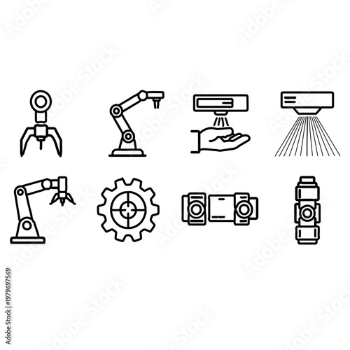 collaborative robotic arm icons for industry 5.0 automation workflow