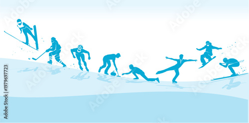 Great editable vector file of winter sport players silhouette with classy and unique style best for your digital design and print mockup