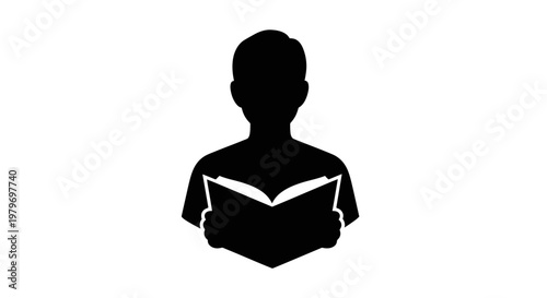 Silhouette of a person reading book.