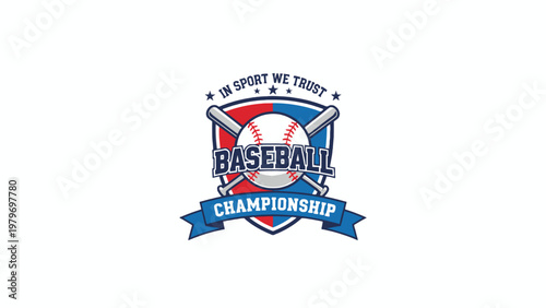 Baseball Championship Logo with Crossed Bats and Shield