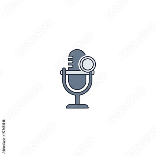 A simple gray microphone icon on white.