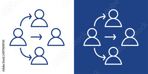 Process Coordination  Blue And White Icon Style Collection