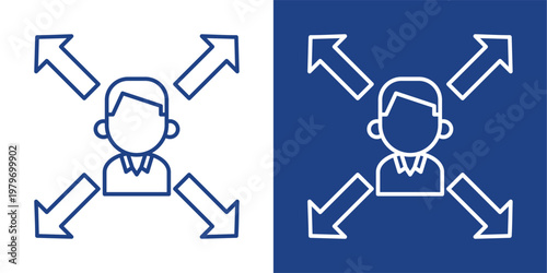 Role Responsibility  Blue And White Icon Style Collection
