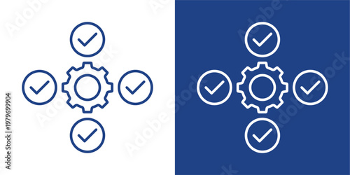 System Integration  Blue And White Icon Style Collection