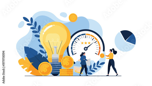 Business professionals improving operational efficiency and productivity with creative ideas and strategic financial planning.