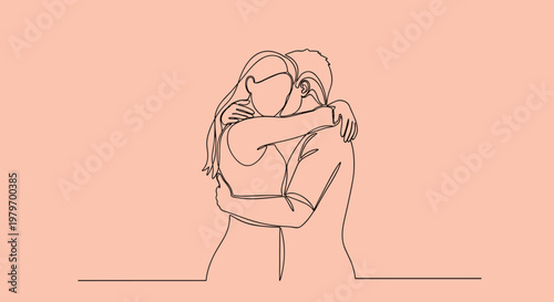 Two women hugging each other tightly.