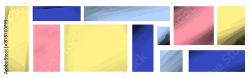 Wallpaper Mural Set of square and rectangle backgrounds with halftone shadow texture effect. Vector illustration Torontodigital.ca