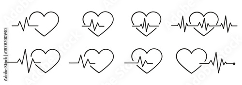 Red electrocardiogram heartbeat rhythm line illustration. Pulse heart rate vector icon in flat style. Heart rate, pulse beat frequency icon, health chart, waveform vector