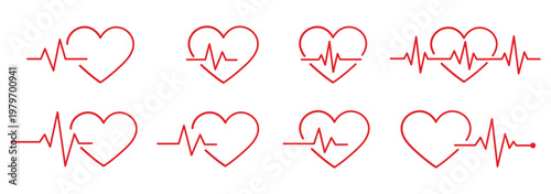 Red electrocardiogram heartbeat rhythm line illustration. Pulse heart rate vector icon in flat style. Heart rate, pulse beat frequency icon, health chart, waveform vector