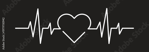 Heartbeat pulse line icon vector. Medical symbol for cardiovascular health  heart rate monitor and clinical diagnostic electrocardiogram set. Vector Illustration