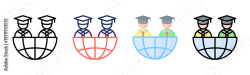 Student icon set multiple style collection
