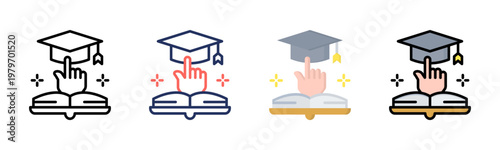 Higher Education icon set multiple style collection