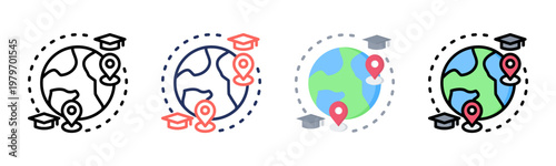 Distance Learning icon set multiple style collection