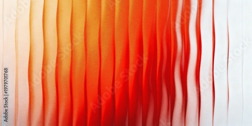Abstract orange and red wavy vertical lines on soft white background, ripple effect, grainy texture, vibrant gradient, banner, backdrop design