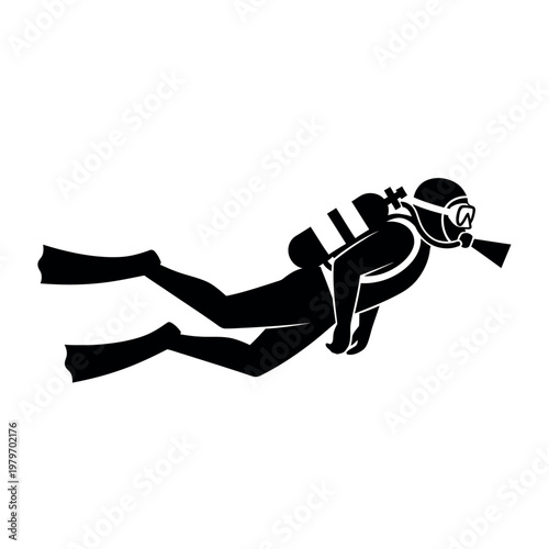 Silhouette of a Scuba Diver Underwater.