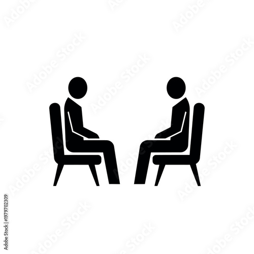 Two people sitting on chairs facing each other icon.