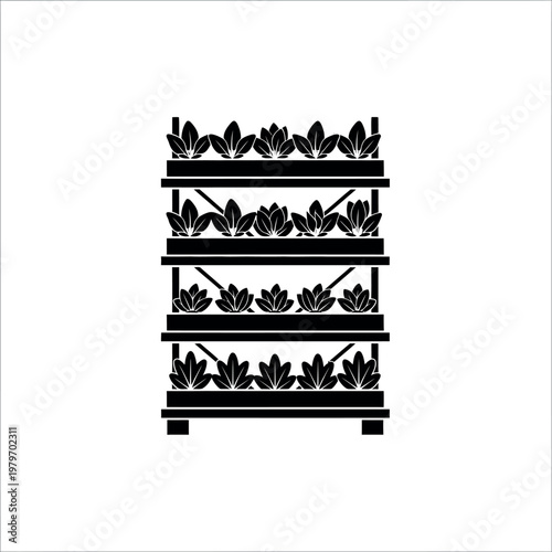 Vertical Garden System Icon Black and White.