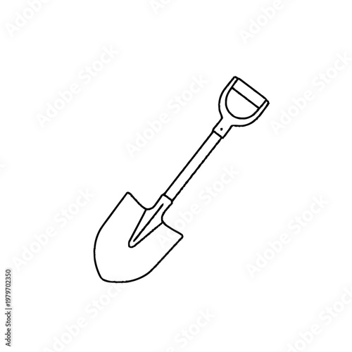 Simple Shovel Outline Icon. Digging Tool Vector Illustration for Gardening, Construction, Manual Labor, Work, and Yard Tasks