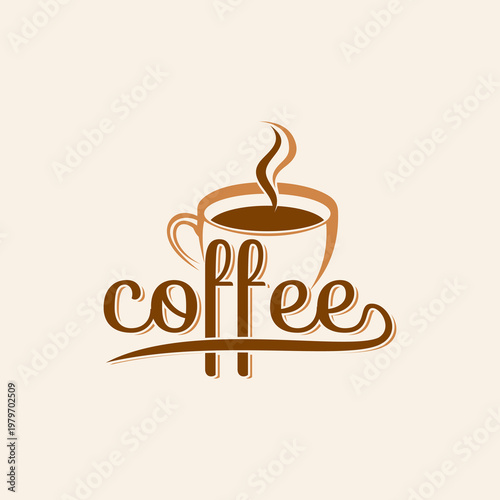 Brown coffee cup with steam rising.