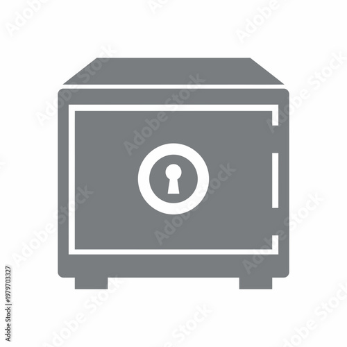 A secure safe with keyhole displayed on its front panel indoors