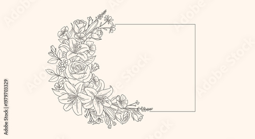 Floral Wreath with Rectangle Frame.