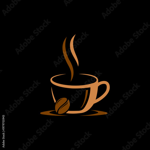 Steaming hot coffee cup icon design.