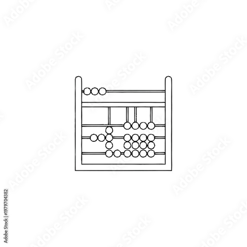 Vintage Abacus Line Art Illustration for Mathematics Education and Calculation, Traditional Counting Tool Outline Drawing