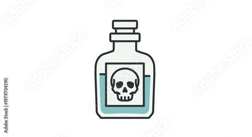 Poison Bottle with Skull and Crossbones Symbol - A Graphic Illustration of Danger and Toxicity