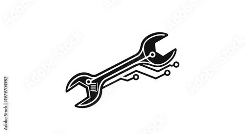 Digital Wrench Logo Illustrating Technology and Repair Solutions.