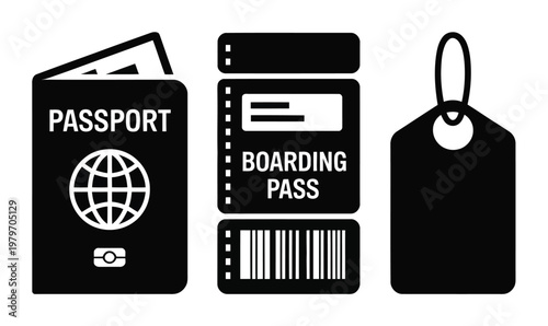 Passport, Boarding Pass, and Luggage Tag for Travel and Identification