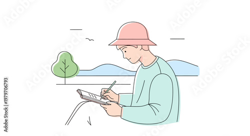 Man wearing a pink bucket hat.