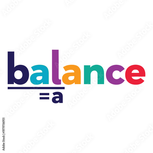 Multicolored balance equation symbol with letter a  colorful math concept icon
