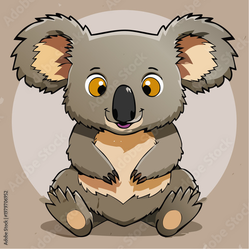 A cute cartoon koala bear sitting down.