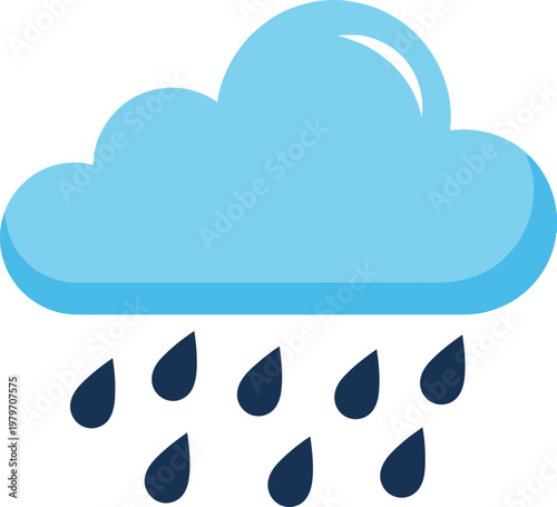 Cloud illustration depicts falling raindrops signifying precipitation and potential weather changes.