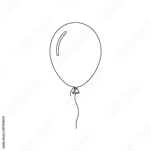 Simple Outline Balloon Drawing. Minimalist Black and White Line Art Vector Illustration of a Party Celebration Icon