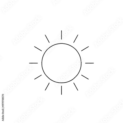 Simple Sun Icon, Outline Style. Minimalist Sunshine Symbol for Web Design, UI, Apps, Weather Forecasts and Summer Themes.