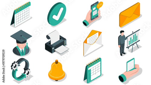 Diverse icons representing modern education and technology concepts Vector