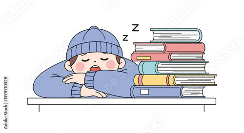 Sleeping child on a desk dreaming.