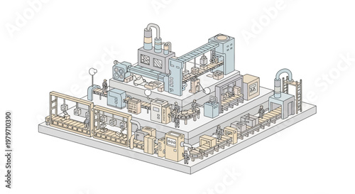 Industrial factory building structure model.