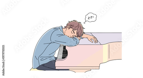 Man sleeping on desk exhausted.