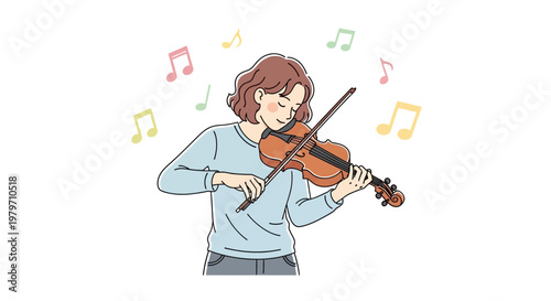 Woman playing a brown violin.