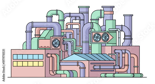 Industrial pipes and machinery system.