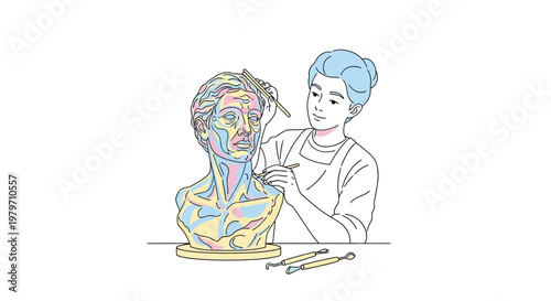 Woman Looking at Face Reflection.