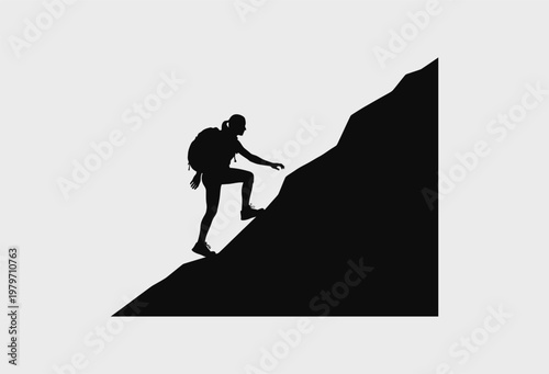 Two distinct silhouettes of hikers carrying backpacks while walking during their outdoor trek