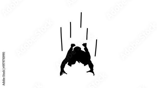 businessman in free fall, black isolated silhouette