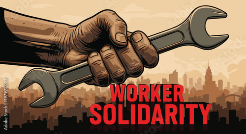 Worker Solidarity Strength Concept Illustration