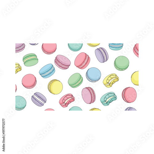 Colorful Macarons on White Background.